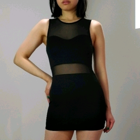 Dresses & Skirts - (3/$15) Sheer mid panel black mini dress